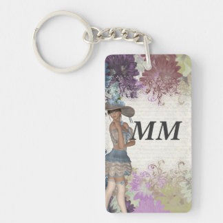 English rose romantic girl keychain