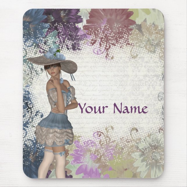 English rose romantic girl mouse pad (Front)
