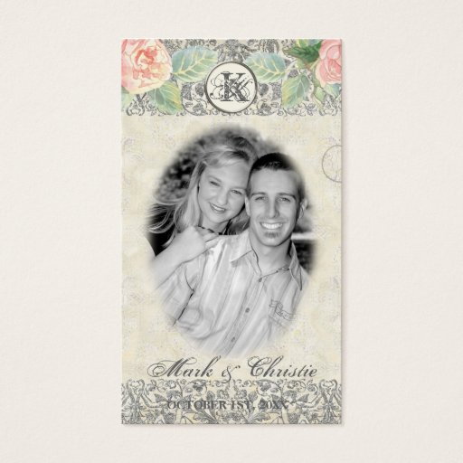 Customizable English Rose &amp; Silver Wedding Favor Gift Tags Business Card