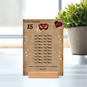 English Roses Masquerade Quinceañera Table Numbers Holder