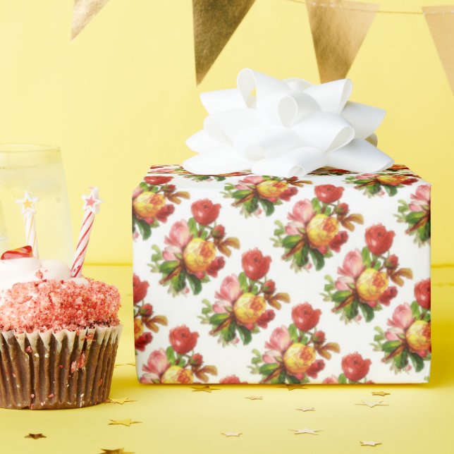 English Roses Tea Party Flowers Floral Wrapping Paper (Birthday Party)