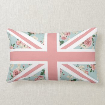 English Roses Union Jack Flag Lumbar Pillow by AnyTownArt at Zazzle