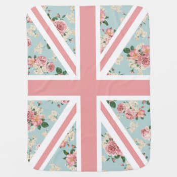English Roses Union Jack Flag Receiving Blanket by AnyTownArt at Zazzle