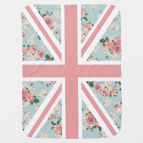 English Roses Union Jack Flag Receiving Blanket