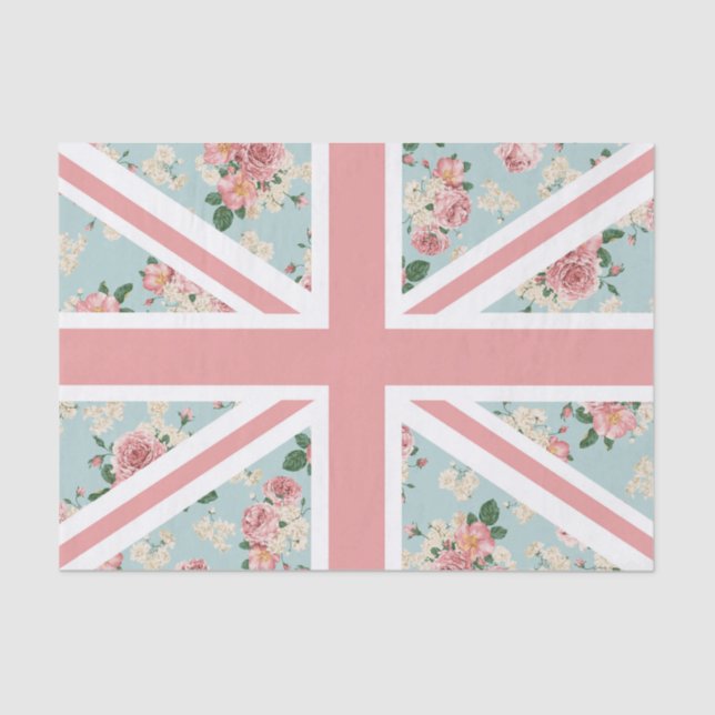 English Roses Union Jack Flag Tissue Paper (Front)