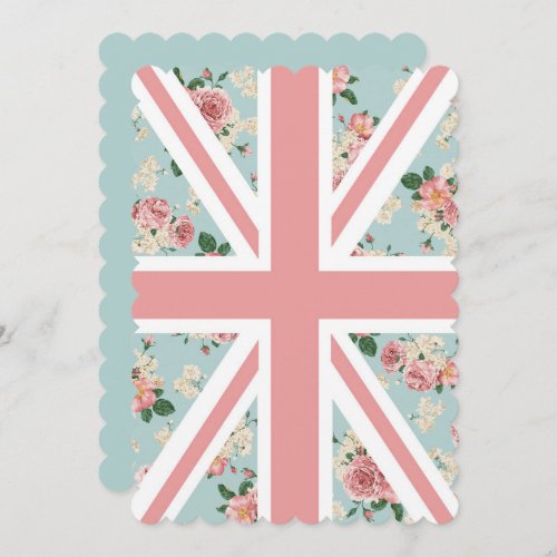 English Roses Union Jack Floral Pattern Invitation