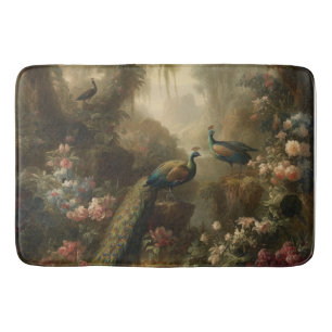 English Sanctuary Peacock Trio Plush Floor Art Bath Mat