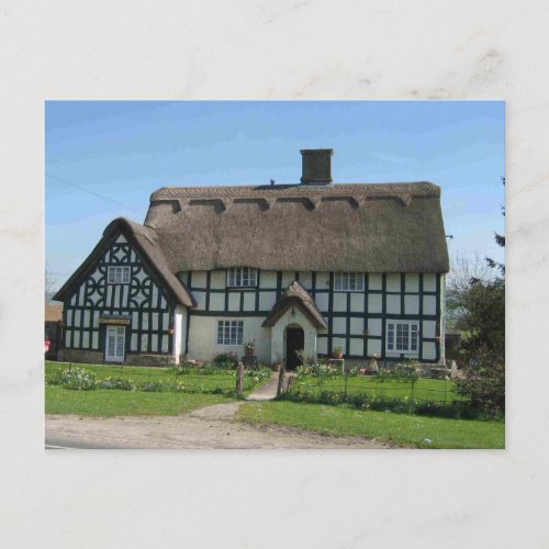 English Scenes Half_timbered and thatched cottage Postcard