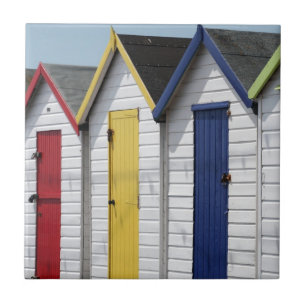 English Seaside Beach Huts Ceramic Tile