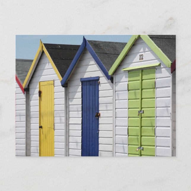 English Seaside Beach Huts Postcard (Front)