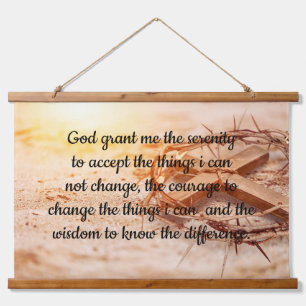 English Serenity Prayer with Cross and Crown Hanging Tapestry