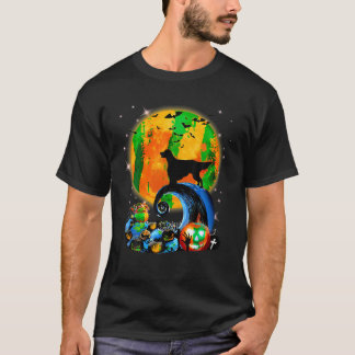 English Setter And Yellow Moon Halloween Funny Dog T-Shirt