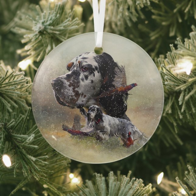 English  setter  art     glass ornament (Insitu)