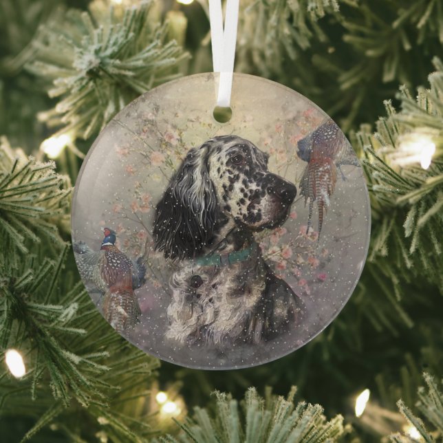 English  setter  art     glass ornament (Insitu)