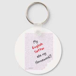 English Setter Ate My Homework Keychain