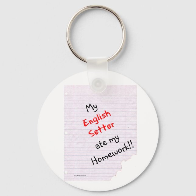 English Setter Ate My Homework Keychain (Front)