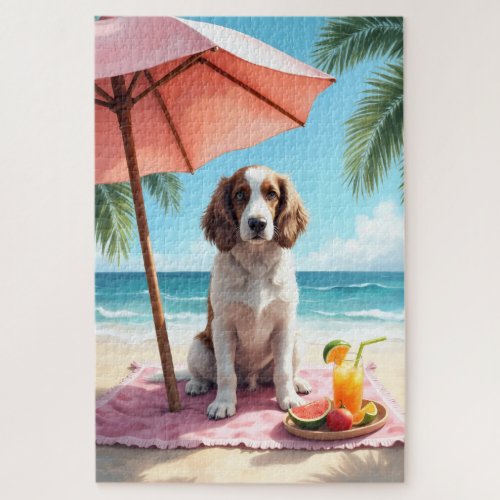 English Setter Beach Relax Scene Jigsaw Puzzle