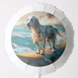 English Setter Beach Surfing Painting Balloon