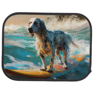 English Setter Beach Surfing Painting Car Floor Mat