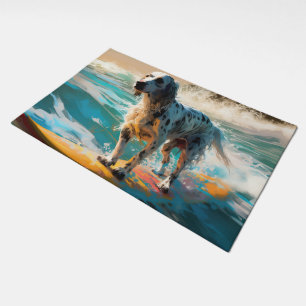 English Setter Beach Surfing Painting Doormat