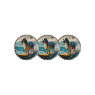 English Setter Beach Surfing Painting Golf Ball Marker