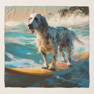 English Setter Beach Surfing Painting Scarf
