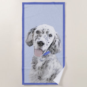 English Setter Blue Belton Painting Dog Art Beach Towel