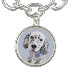 English Setter Blue Belton Painting Dog Art Bracelet