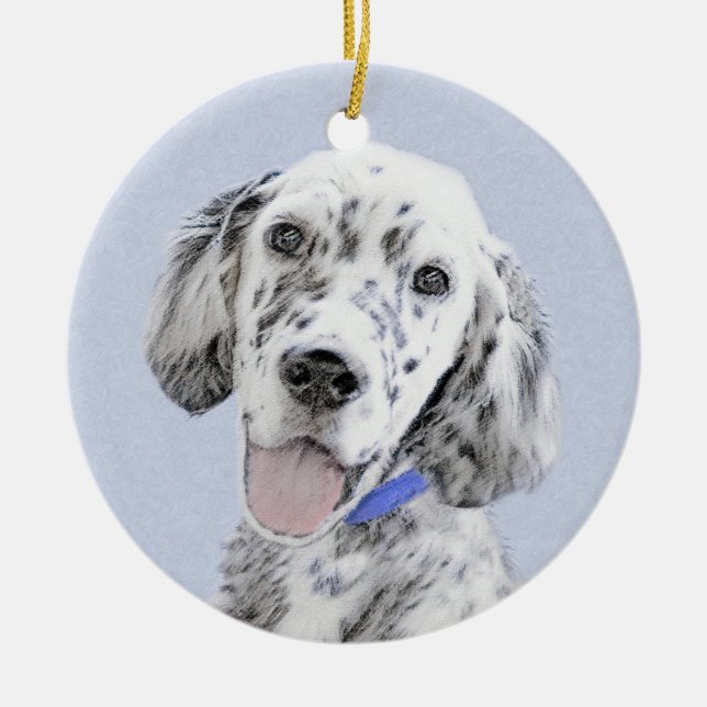 English Setter Blue Belton Painting Dog Art Ceramic Ornament (Front)