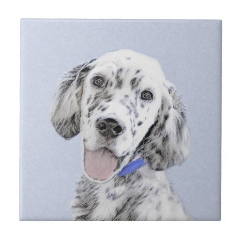 English Setter Blue Belton Painting Dog Art Ceramic Tile