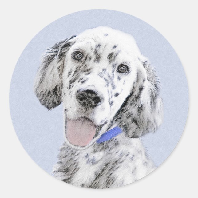 English Setter Blue Belton Painting Dog Art Classic Round Sticker (Front)
