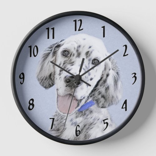 English Setter Blue Belton Painting Dog Art Clock