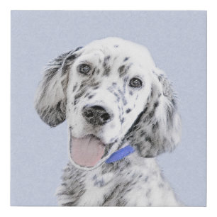 English Setter Blue Belton Painting Dog Art Faux Canvas Print