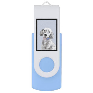 English Setter Blue Belton Painting Dog Art Flash Drive