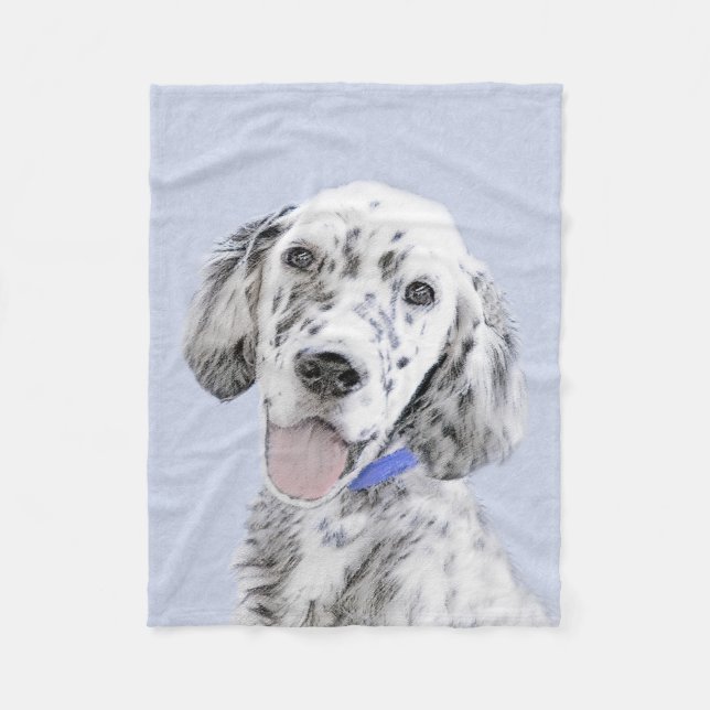 English Setter Blue Belton Painting Dog Art Fleece Blanket (Front)