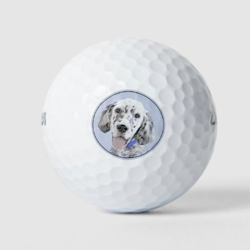 English Setter Blue Belton Painting Dog Art Golf Balls