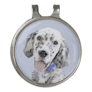 English Setter Blue Belton Painting Dog Art Golf Hat Clip