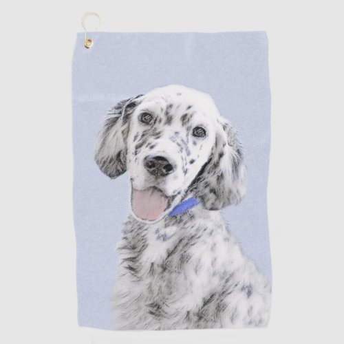 English Setter Blue Belton Painting Dog Art Golf Towel