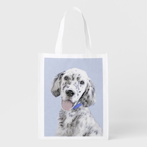 English Setter Blue Belton Painting Dog Art Grocery Bag