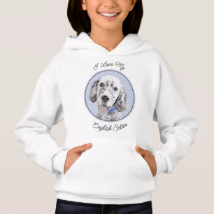 English Setter Blue Belton Painting Dog Art Hoodie