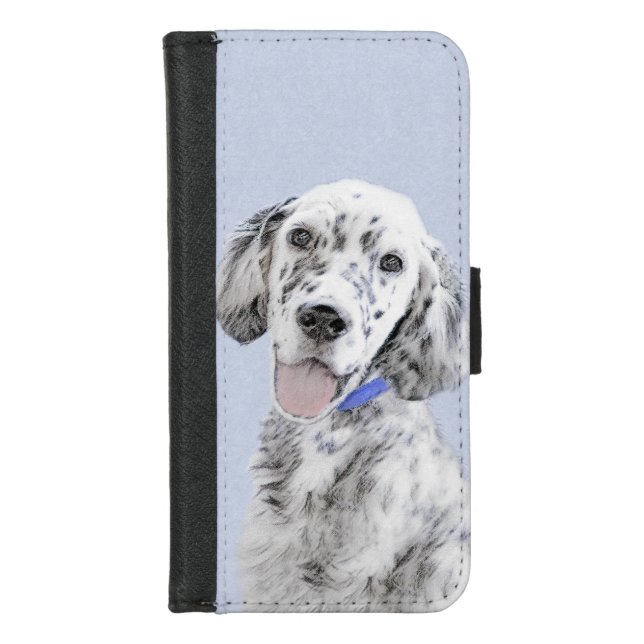 English Setter Blue Belton Painting Dog Art iPhone Wallet Case (Front)
