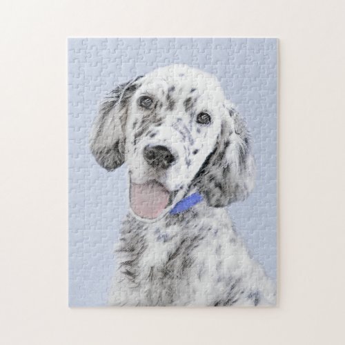 English Setter Blue Belton Painting Dog Art Jigsaw Puzzle