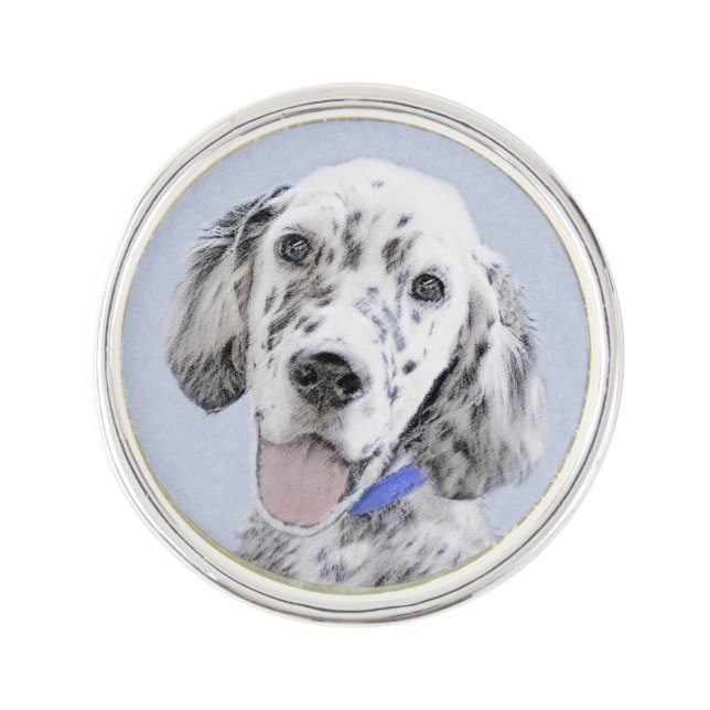 English Setter Blue Belton Painting Dog Art Lapel Pin (Front)