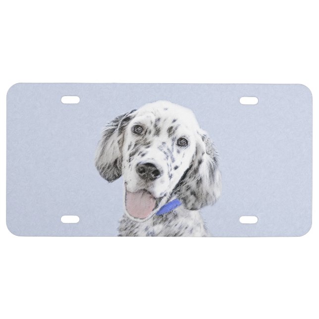English Setter Blue Belton Painting Dog Art License Plate (Front)