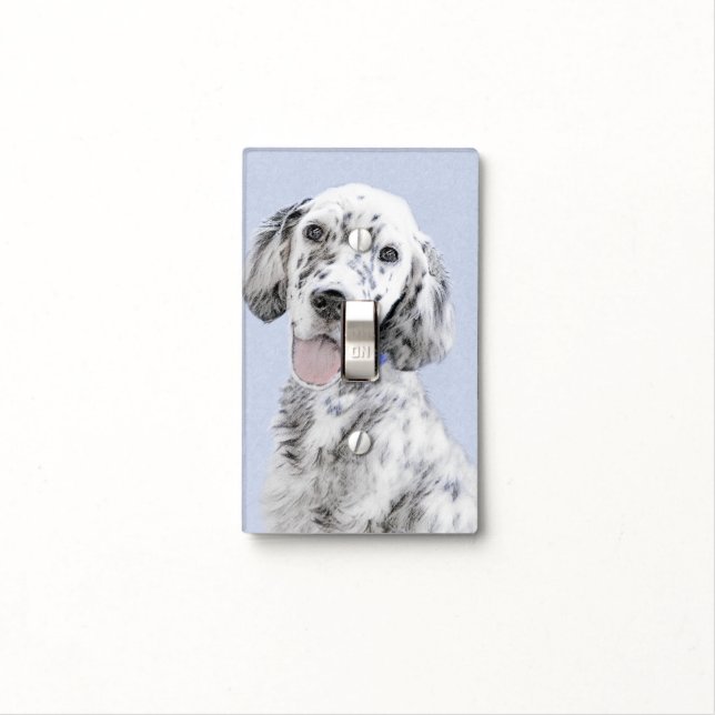 English Setter Blue Belton Painting Dog Art Light Switch Cover (In Situ)