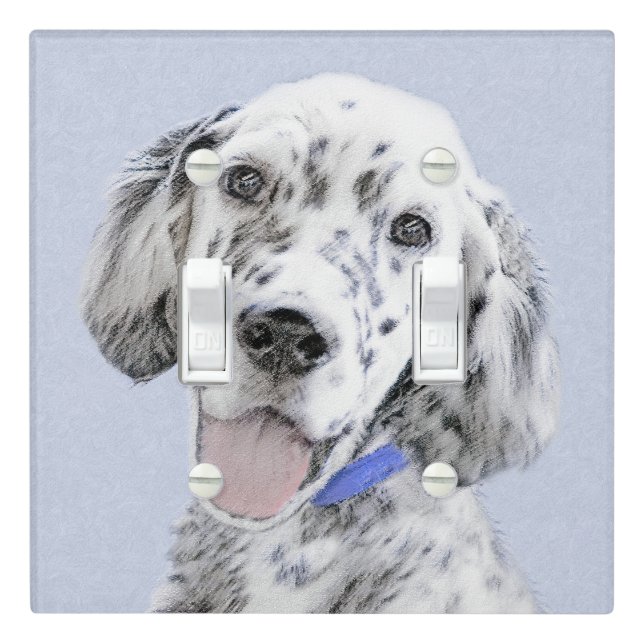 English Setter Blue Belton Painting Dog Art Light Switch Cover (In Situ)