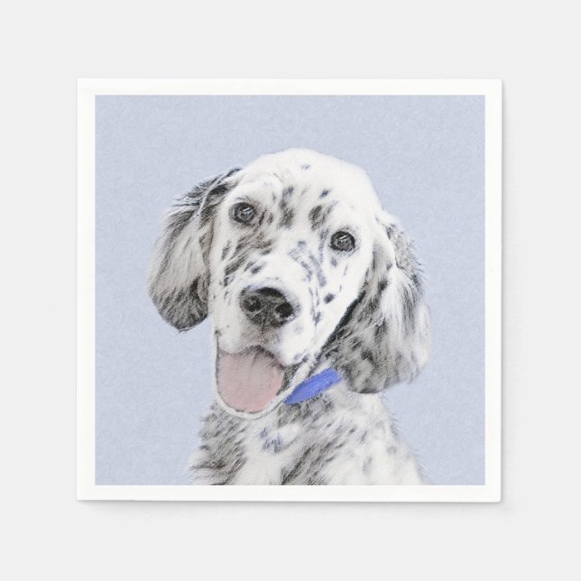 English Setter Blue Belton Painting Dog Art Napkins (Front)