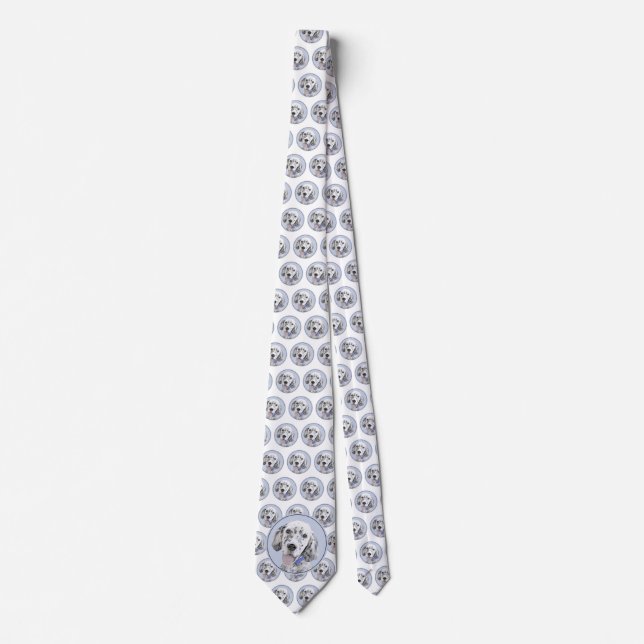 English Setter Blue Belton Painting Dog Art Neck Tie (Front)