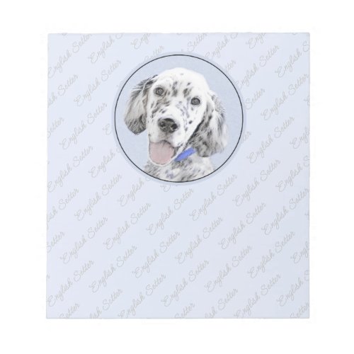 English Setter Blue Belton Painting Dog Art Notepad