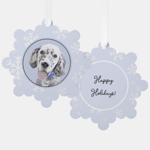 English Setter Blue Belton Painting Dog Art Ornament Card